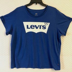 Levi's Royal Blue Cotton T Shirt with White Logo Size 1X